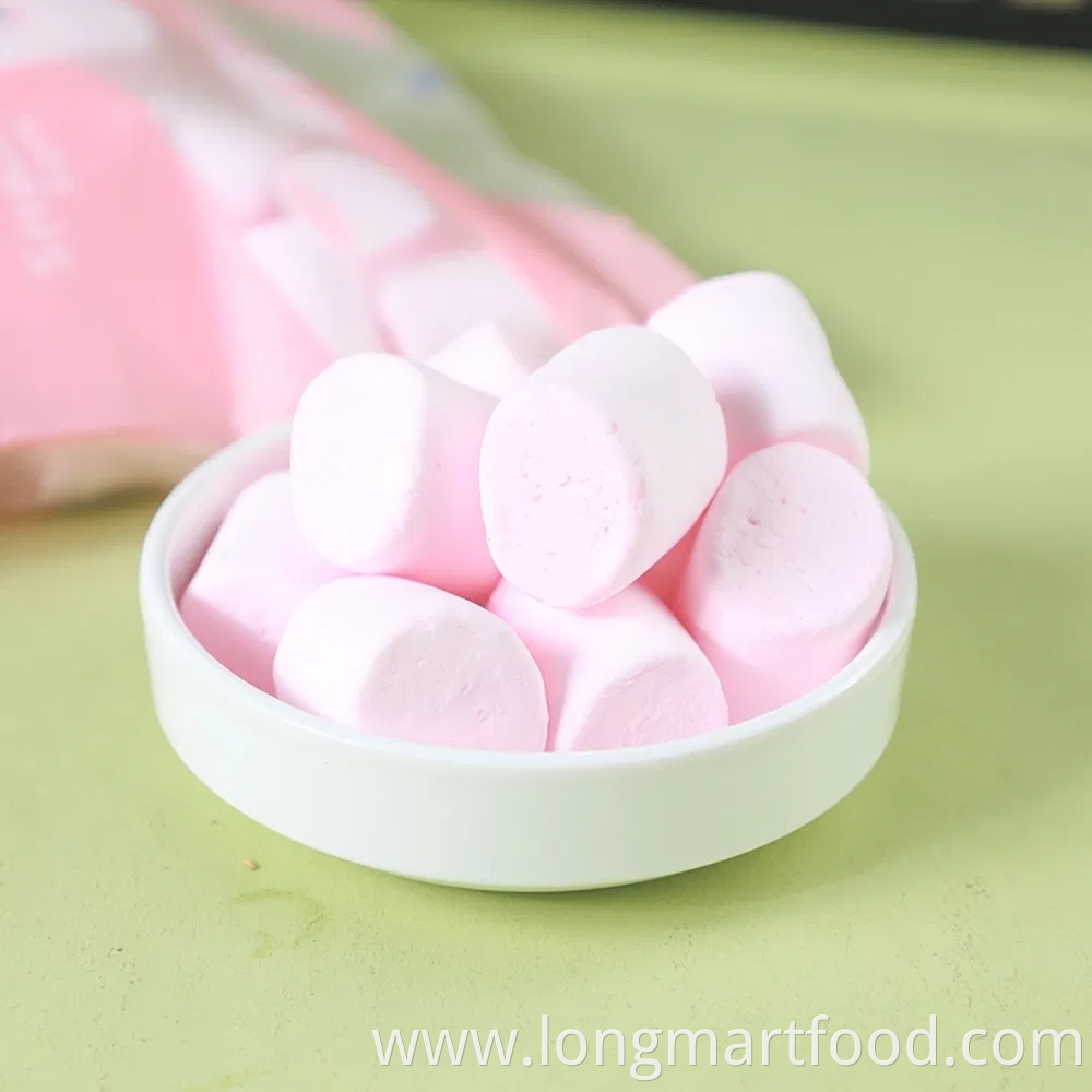 Poly Bag Packaging Soft White Strawberry Flavor Marshmallow Candy